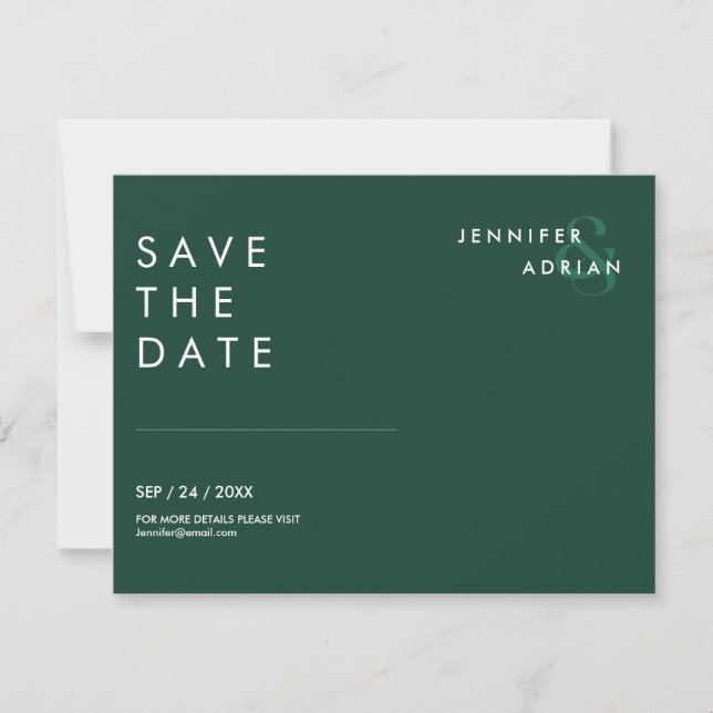 Mariage minimal Enregistrer les cartes de dates (Devant)