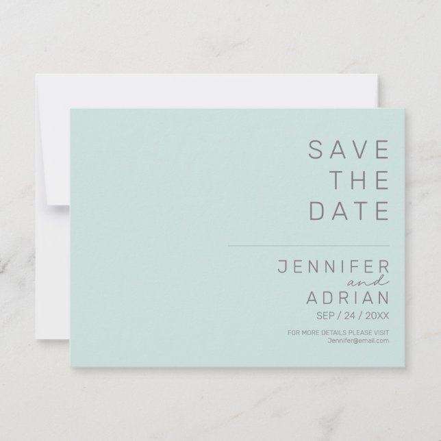 Mariage minimal Enregistrer les cartes de dates (Devant)