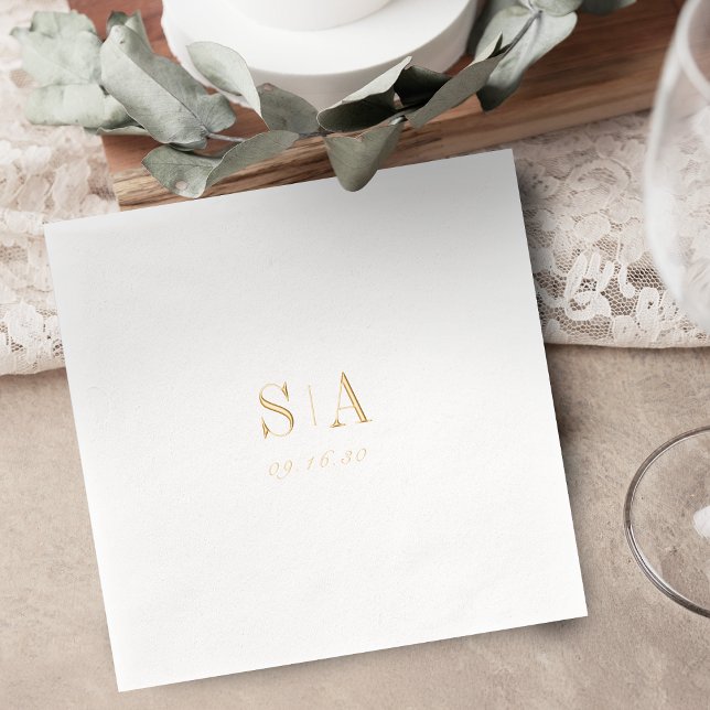 Mariage minimaliste au monogramme sophistiqué (Sophisticated monogram minimalist wedding foil napkins)