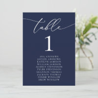 Mariage minimaliste bleu marine Numéro de table