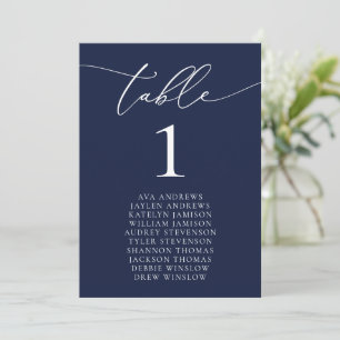 Mariage minimaliste bleu marine Numéro de table