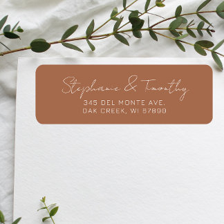 Mariage Minimaliste Burnt-Orange Adresse de retour