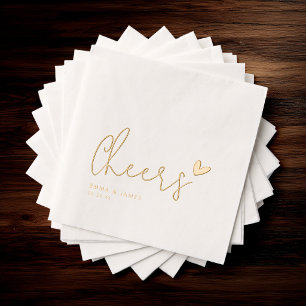 Mariage minimaliste « Cheers » Cœur doré Nom perso