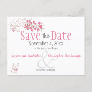 Mariage minimaliste Faire-part de baies roses