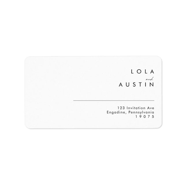 Mariage minimaliste moderne Étiquettes de adresse  (Devant)