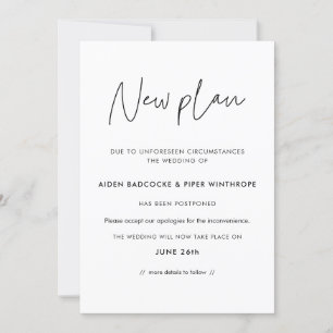 Mariage minimaliste Nouveau plan carte faire-part