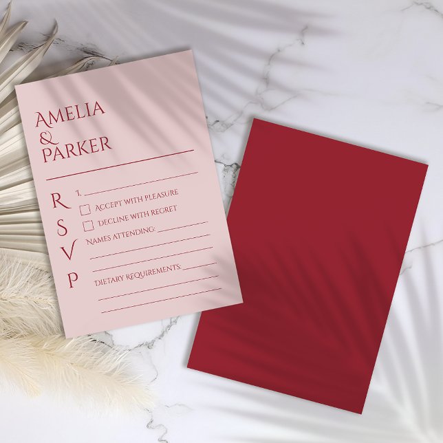 Mariage minimaliste rouge Crimson RSVP (Créateur téléchargé)