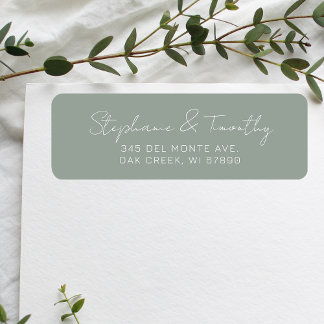 Mariage Minimaliste Sage Green Adresse de retour