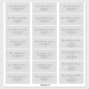 Mariage minimaliste Silver Grey Étiquette de adres
