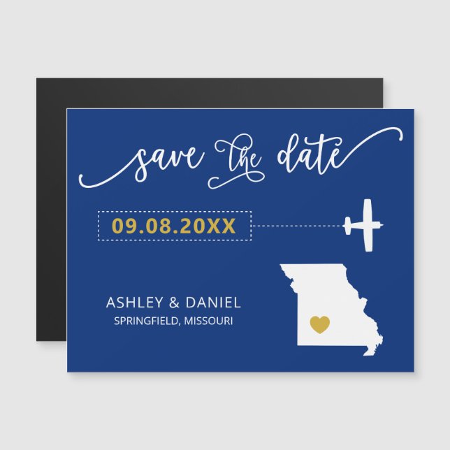 Mariage Missouri Enregistrer la carte de date, Car (Devant / Derrière)
