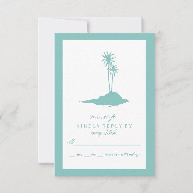 Mariage moderne à Island Beach RSVP - Turquoise (Devant)