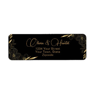 Mariage moderne Black and Gold Floral