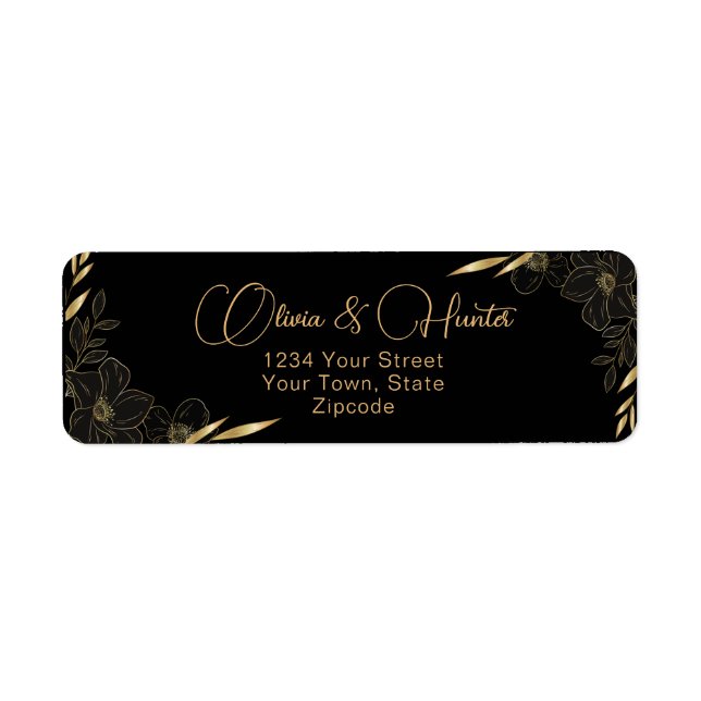 Mariage moderne Black and Gold Floral (Devant)