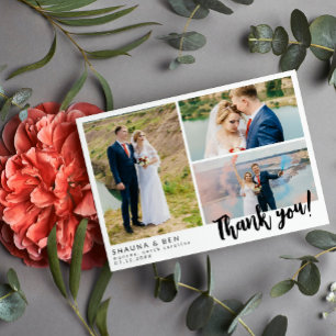 Mariage moderne blanc 3 Photo Collage Merci