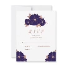 Mariage moderne en cuivre et bleu foncé RSVP