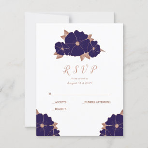 Mariage moderne en cuivre et bleu foncé RSVP