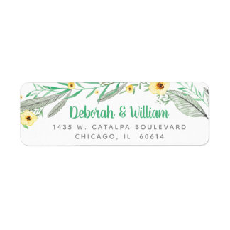 Mariage moderne Floral Fleur vert feuille verte Wr