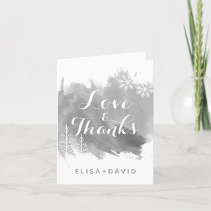 Mariage moderne gris aquarelle Merci carte de note