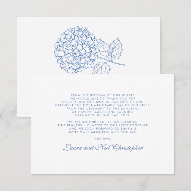 Mariage moderne Hydrangea Dusty Blue Merci (Devant / Derrière)