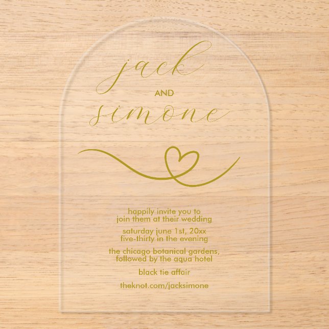 Mariage moderne | Invitations d'arc | Jaune foncé (Recto)