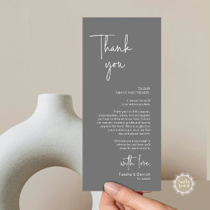 Mariage moderne Lieu Cadre Dîner Carte de remercie