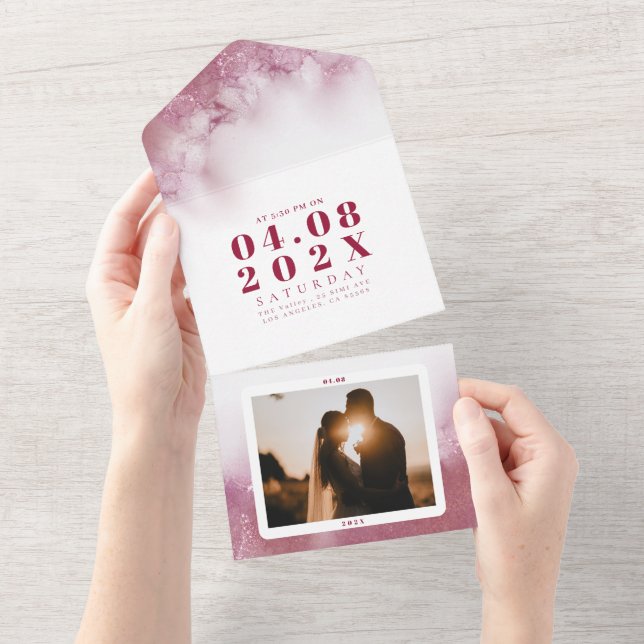 Mariage moderne marbre marbré invitation (Déchirure)