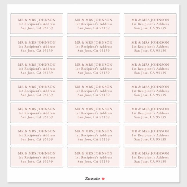 Mariage moderne minimaliste Étiquettes de adresse  (Feuille)