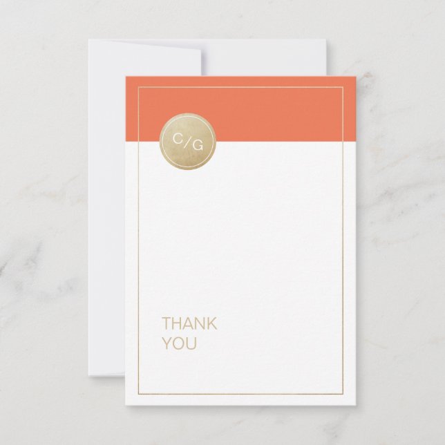 Mariage moderne minimaliste orange merci (Devant)