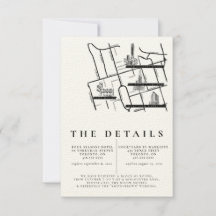 Mariage moderne noir blanc Détails Carte d'invitat