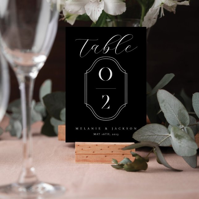 Mariage moderne noir et blanc Numéro de table Cres (Créateur téléchargé)
