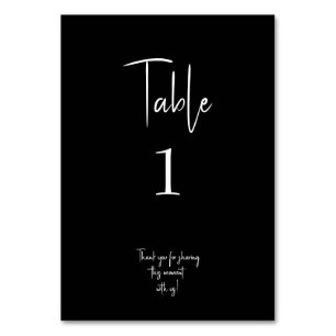 Mariage moderne noir Numéro de table