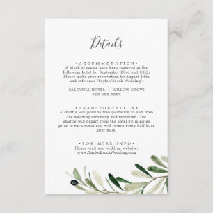 Mariage moderne Olive Branch Détails Carte de boît