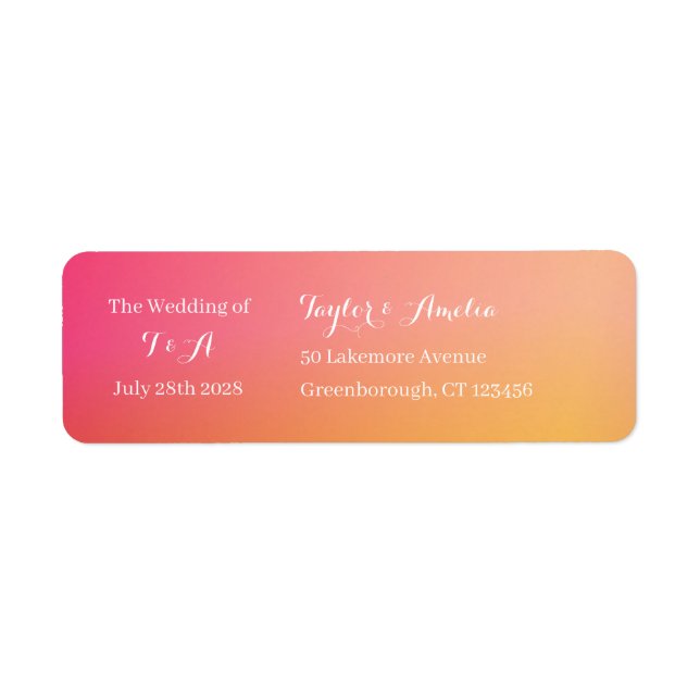 Mariage Moderne Orange Peach Ombre Adresse de reto (Devant)