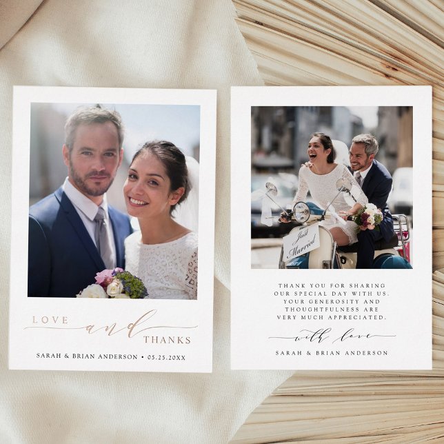 Mariage moderne Rose photo Gold Foil Carte de reme (Front & Back)