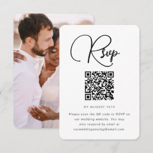 Mariage moderne RSVP avec QR Code et photo