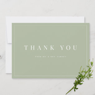Mariage moderne Sage vert Carte de remerciements