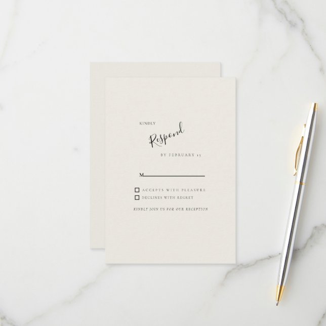 Mariage moderne simple beige RSVP (Devant/Arrière en situation)