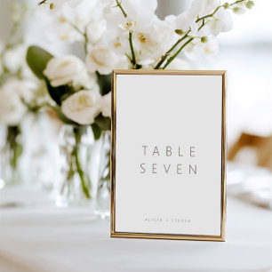 Mariage moderne simple et élégant Numéro de table