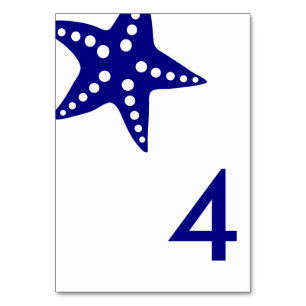 Mariage moderne Starfish Carte Numéro de table, Ma