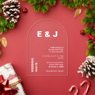 Mariage moderne Texte blanc Invitation acrylique