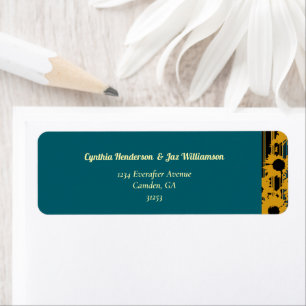 Mariage Moderne Tournesol Bleu Canard Or