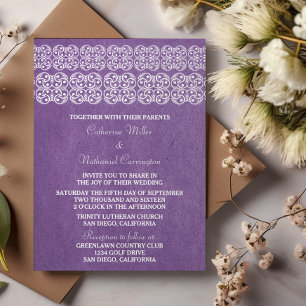 Mariage moderne violet de Bohême Invitation