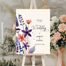 Mariage moderne violet Fleur sauvage de jardin Bi