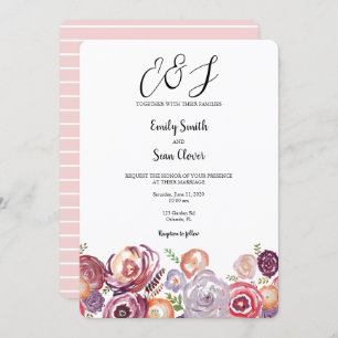 Mariage Monogram Fleur sauvage Garden Invitation