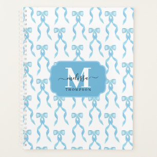 Mariage Monogrammé avec Ruban Bleu Aquarelle Éléga