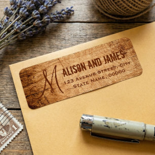 Mariage Monogramme en Bois Rayé de Campagne Rustiq