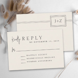 Mariage monogramme minimaliste ivoire moderne RSVP