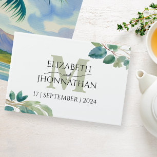 Mariage Monogramme Verdure Aquarelle Livre d'or