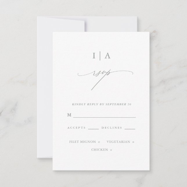 Mariage Monogramme Vert Sage Moderne Rsvp (Devant)