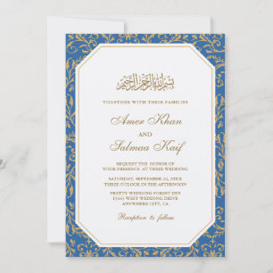 mariage musulman bleu Invitations